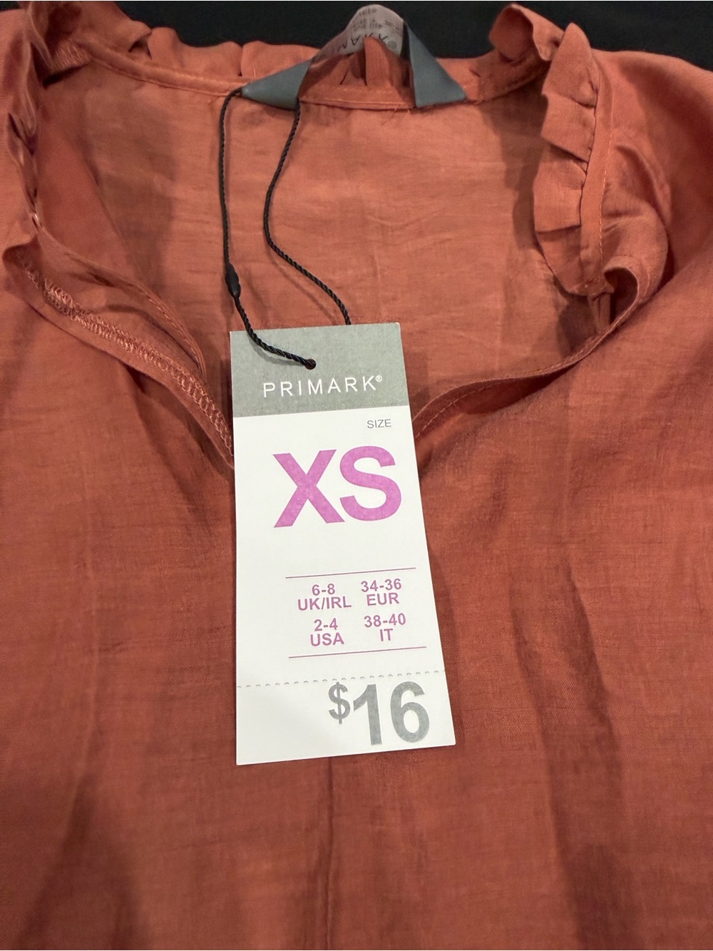 Primark Rust Ruffled Tie-Neck Peasant Blouse - Picture 5 of 6